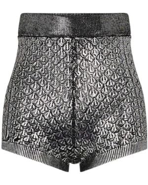 Rabanne Metallic Knitted Mini Shorts - Gray