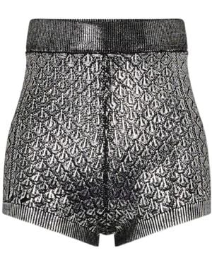 Rabanne Metallic Knitted Mini Shorts - Gray