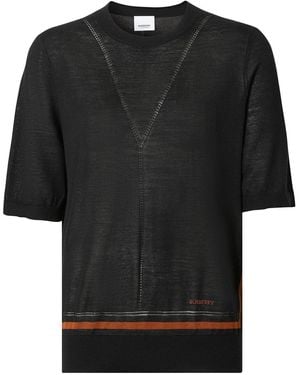 Burberry Logo Intarsia Short-Sleeve Top - Black