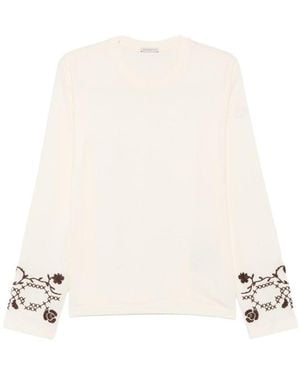 Moncler Embroidered Long-Sleeve T-Shirt - Natural