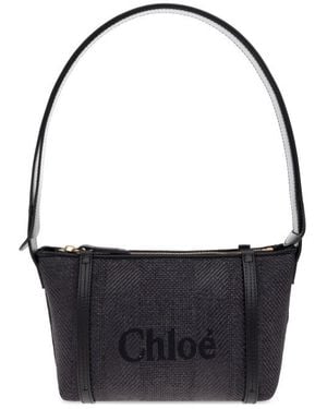 Chloé Carry Canvas Shoulder Bag With Logo Embroidery | Lyst