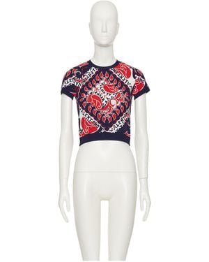 Valentino Archive Manifesto Knitted Top - Red