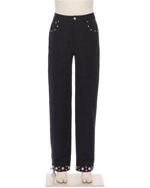 Valentino Eyelet Detailed Straight Leg Trousers - Black