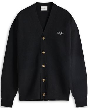 Drole de Monsieur Drôle De Monsieur Logo Embroidered Knitted Cardigan - Black