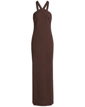 Patrizia Pepe Pinstripe-Pattern Maxi Dress - Brown