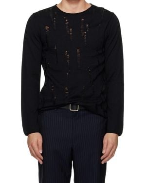 Comme des Garçons Crew-Neck Rolled-Edge Knit Top - Black