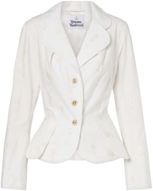 Vivienne Westwood Floral Cotton Blend Suit Jacket - White