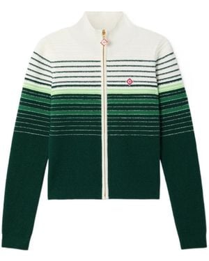 CASABLANCA Boucle Stripe Zipup Track Jacket - Green