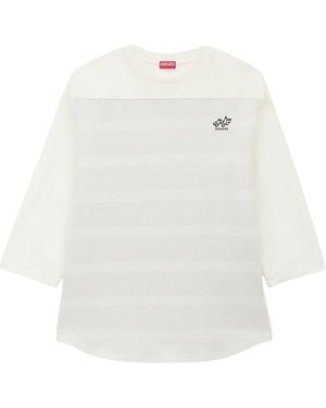 KENZO Sounds' Embroidered Mariniere Long Sleeves T-Shirt - White