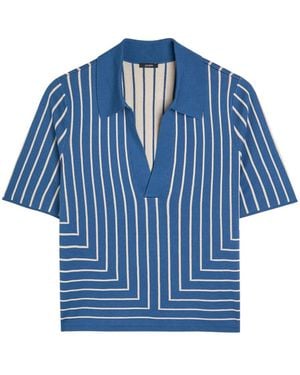 JOSEPH Striped-Jacquard Stretch-Knit Top - Blue