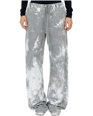 MM6 by Maison Margiela Drawstring Painted Trousers - Grey