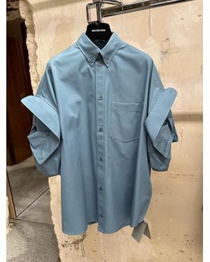 Balenciaga Tucked Sleeve Shirt - Blue