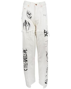 Vetements Printed Jeans - White