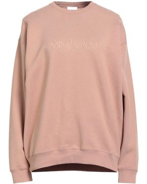 Saint Laurent Solid Colour Crew Neck Sweatshirt - Pink