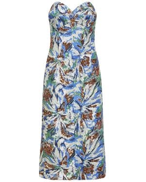 Rabanne Rabanne Sequinned Floral Strapless Dress - Blue