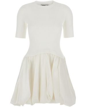 Jonathan Simkhai Crewneck Mini Dress With Puffed Skirt - White
