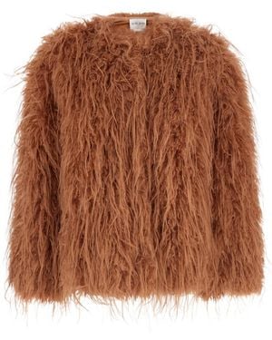 forte_forte Textured Faux Fur Jacket - Brown