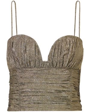 Ulla Johnson Cropped Metallic Taffeta Tank - Gray