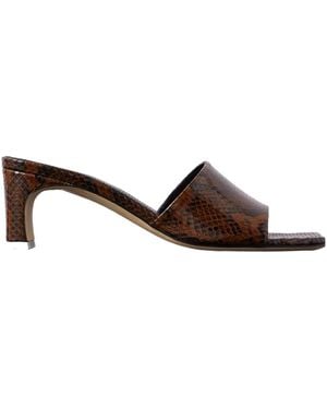 Aeyde Outdoor High Heel Open Toe Slide Sandals - Brown