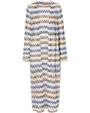 Missoni Striped Crochet-Knit Cardigan - White