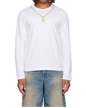 Marine Serre Necklace-Print Long-Sleeve T-Shirt - White