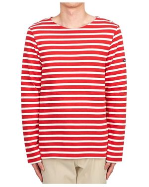 Saint James Striped Graphic T-Shirt - Red