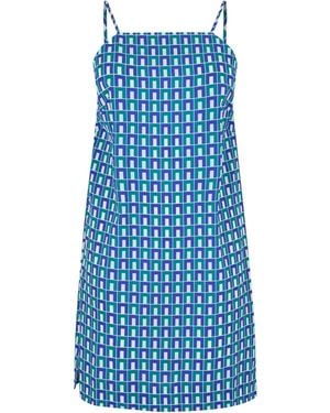 Lacoste Geometric Print Slip Mini Dress - Blue