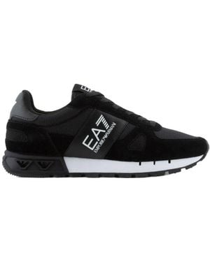 EA7 Textured Outsole Logo Detail Sneakers - Black