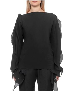 Lanvin Embellished Off-Shoulder Sweatshirt - Black