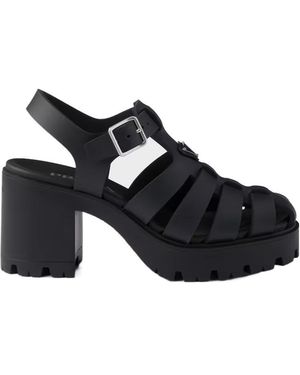 Prada Rubber Platform Sandals - Black
