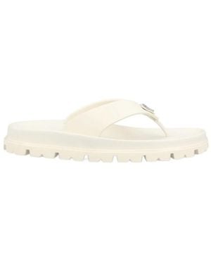 Prada Round-Toed Flip-Flops - White