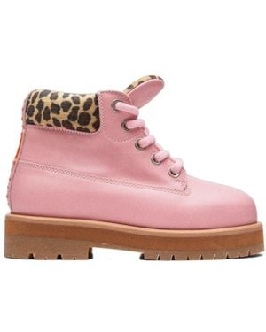 PDF CHANNEL Strada Low Cheetah-Print Boots - Pink
