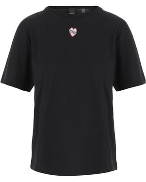 Tシャツ・カットソー PINKO Woman T-Shirt Black 103130A1LV Z99 Pinko Martignano cotton jersey T-shirt with feathers for