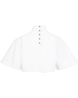 Alaïa Cropped Cotton Jersey T-Shirt - White
