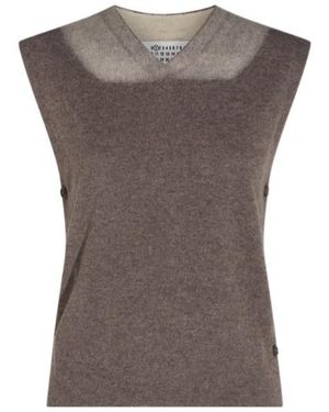 Maison Margiela Side Button Knitted Top - Brown