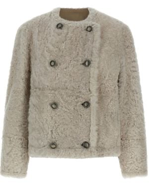 Brunello Cucinelli 'Fuzzy' Reversible Caban - Multicolour