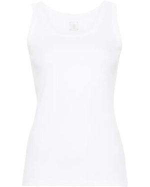 Eleventy Fine-Ribbed Scoop Neck Tank Top - White