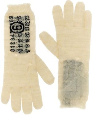 MM6 by Maison Margiela Numbers-Motif Gloves - White