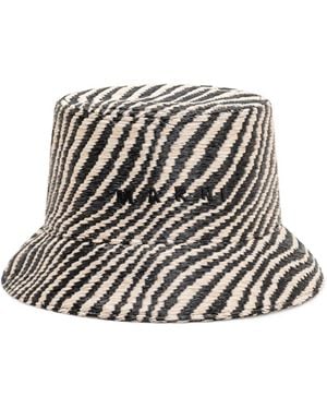 Marni Logo Embroidered Bucket Hat - White
