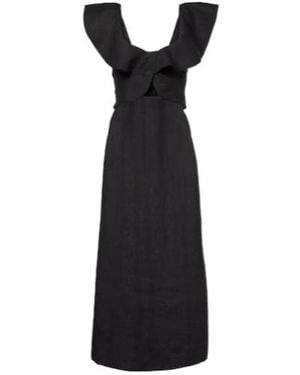 Johanna Ortiz Ruffled Midi Dress - Black