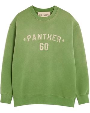Valentino Logo Embroidered Crewneck Sweatshirt - Green
