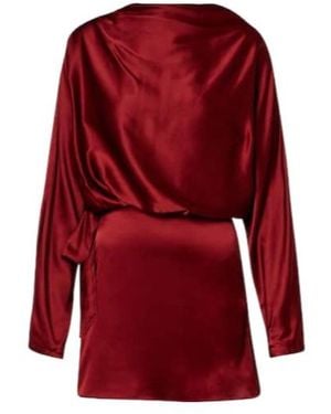 STAUD Phoebe Silk-Blend Satin Minidress - Red