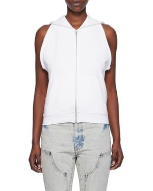 we11done Plain Knitted Hooded Sleeveless Vest - White