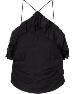 Isabel Marant Djimia Ruffled Cotton-Blend Tank - Black