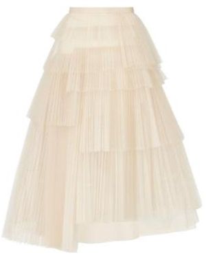 Dior Mid-Length Asymmetric Pleated Skirt - Natural