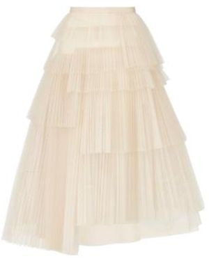 Dior Mid-Length Asymmetric Pleated Skirt - Natural