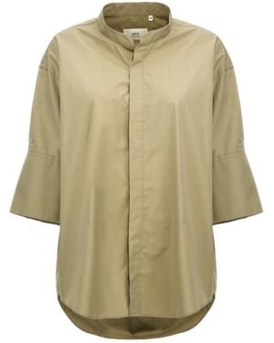 Ami Paris Ami Button-Up Curved Hem Shirt - Green