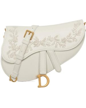 Dior Small Saddle Bag With Chain - White