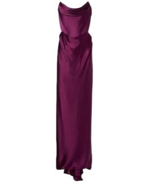 Vivienne Westwood Galaxy Draped Crêpe Satin Bustier Gown - Purple