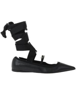 Ferragamo Carice Lace-Up Ballet Flats - Black